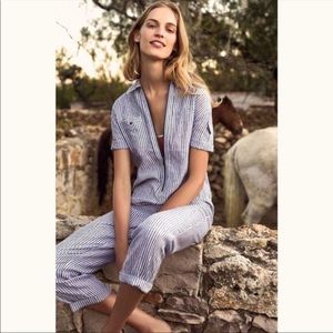 ANTHROPOLOGIE CARTONNIER linen striped jumpsuit